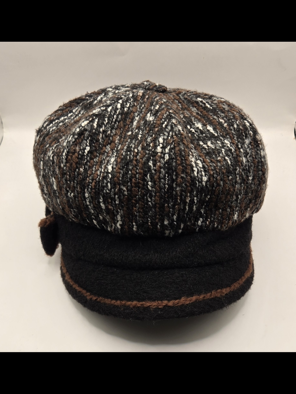 Bordoni Made in Italy Wool Blend Newsboy Cap Brown Black Bow Women's Hat. #821